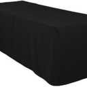 Surmente Black Fitted Tablecloths for 6 Foot Rectangle Tables, Black Table Covers for Weddings, Banquets, or Restaurants (1 Pack)