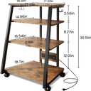 4-Tier AV Media Stand Stereo Cabinet for Record Player Storage, Audio Rack Console Shelf Corner Entertainment Center with Led Lights (Black)