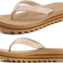 KuaiLu Women's Arch Support Platform Flip Flop Sandals