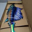 LIFFY Metal Fish Wall Art,36" Large Sailfish Wall Decor with Led Lights,Indoor Outdoor Mounted Tropical Swordfish Hanging Decorations for Home Living Room Bedroom Garden Patio