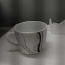 VEWEET, Series Fiona, 30-Piece Dinnerware Sets for 6, White Dishes Set with Black and Gray Stripes, Porcelain Dinner Set Including Dessert Plates, Soup Plates, Dinner Plates, Cups & Saucers