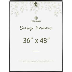36x48 Poster frame, Plexiglass, Black Snap Frames, Coating Aluminum Profile, Display Horizontally & Vertically 1PC 