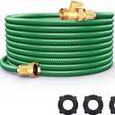 Garden Hose 50FT Non-Expandable, Ultra Lightweight PVC Rubber Water Hose, Kink Free Leakproof 500PSI Burst Pressure, 3/4" Brass Fittings, Weather Resistant for Gardening Car Washing Outdoor Cleaning