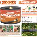 150FT 1/2-Inch Soaker Hose, Flexible with Solid Brass Connector, Leak-Resistant Watering System for Gardens & Vegetable Beds