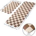 Beige Khaki Checkered Grid Checkerboard Kitchen Rug Sets [2 PCs], Anti-Fatigue, Waterproof Non-Slip Kitchen Mats Heavy Duty Ergonomic Comfort Foam Rug for Floor, Home,17"x29"+17"x47"