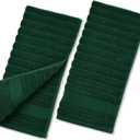 Jacquotha 2-Pack Hand Towels (Forest Green) Ribbed Kitchen & Bathroom Premium Cotton Towels 13 x 29, Soft and Quick Drying 480 GSM