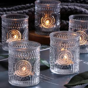 12PCS Glass Votive Candle Holder for Wedding Table Centerpiece, Clear Tea Lights Candle Holders for Dinner Birthday Party Decor