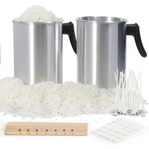 Candle Making Kit, 5 lb Soy Flakes, 2X 101oz Wax Melting Pot, Candle Wicks, Wick Stickers, Centering Device Vegan Cruelty Free
