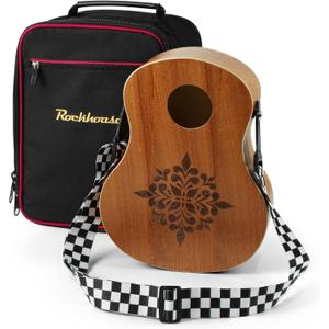 Rockhouse Travel Wooden Cajon Drum Box Portable Hand Percussion Instrument | Beat Box Cajons with Adjustable Strap & Storage Bag, Mahogany Body Makes Warm Tone, Easy Play for Beginners