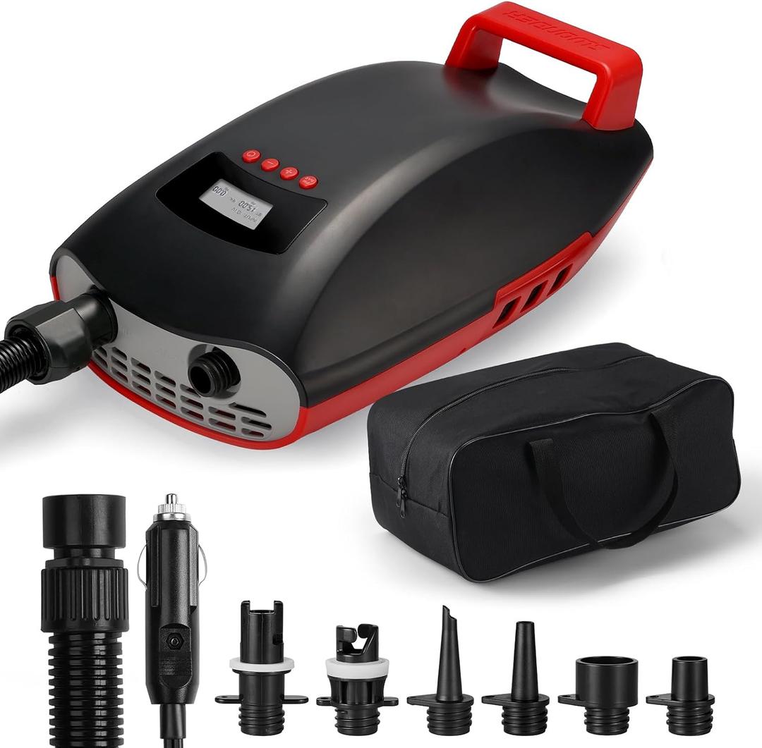 Swonder Seawolf Paddle Board Pump, 30% Faster 20 PSI SUP Electric Air Pump w/Dual Cylinder, Dual Stage & Active Cooling System, Supports 4 SUPs in a Row, 3 Colors Option