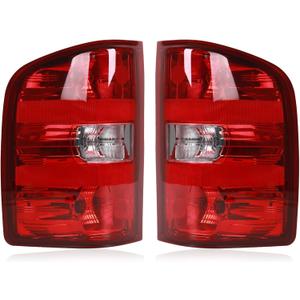 Tail Lights Assembly Compatible with 2007-2013 Chevy Silverado 1500 2500HD 3500HD GMC Sierra 2500 HD 3500 HD, Rear Light Taillights Replacement # GM2801207 GM2800207 (Red Border)