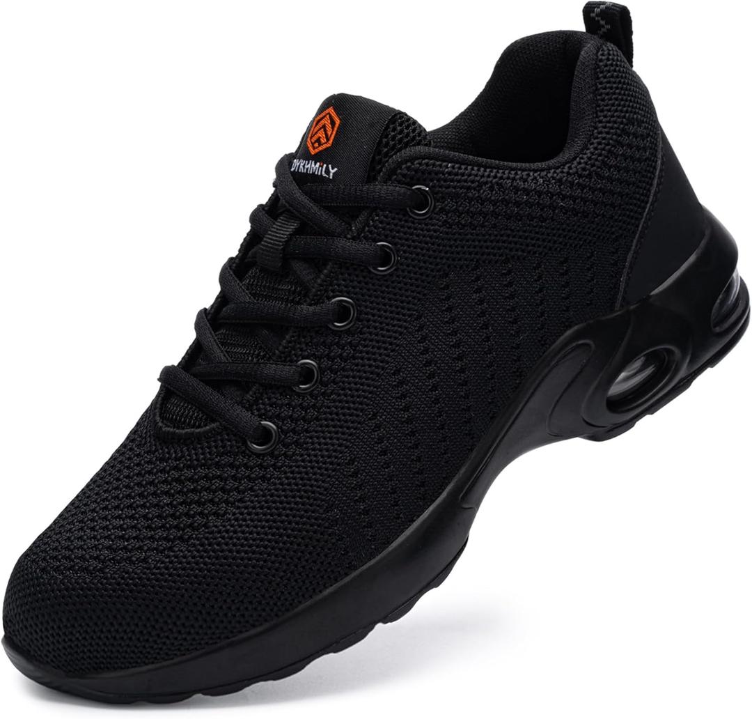 DYKHMILY Steel Toe Shoes for Men Women Steel Toe Sneakers Safety Shoe for Man Non Slip Work Shoes Lightweight Composite Toe Shoe Comfortable Size 6.5,Black