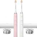 Philips Sonicare DiamondClean Connected Electric Toothbrush 2 Pack, x2 Sonic Toothbrushes, x2 Charging Travel Cases, x2 A3 Brush Heads, 12 Brushing Settings, (Pink and White), Model HX9912/72