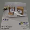 Avery Printable Round Labels with Sure Feed, 2.5" Diameter, Glossy White, 90 Customizable Labels (22830)