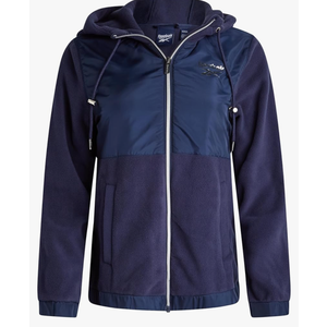 Reebok Womens Fleece Jacket - Lightweight Super Soft Polar Fleece Lined Outerwear - Zip Up Hooded Winter Jackets for Women (L, Navy)
