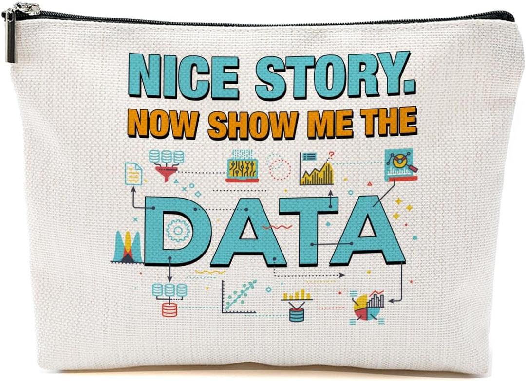 2 x Funny Data Analyst Gift Makeup Bag Novelty Computer Science Gifts Cute Travel Accessories Bag Humor Engineer Gifts Christmas Birthday Gift Idea for Women Coworker Colleague Data Scientist Cosmetic Bag
