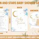 Baby Trivia Game Cards, Moon and Stars Baby Shower Games Card, Over The Moon Gender Reveal Games Set, 25 Twinkle Star Game Cards & 1 Answer Key for Baby Shower Party, 02