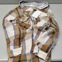 Boys Girls Casual Flannel Plaid Hoodies Spring Fashion Button Down Shirts Long Sleeve Cute Lightweight Jacket Coats (13-14 Years, Dark Khaki Blue B)