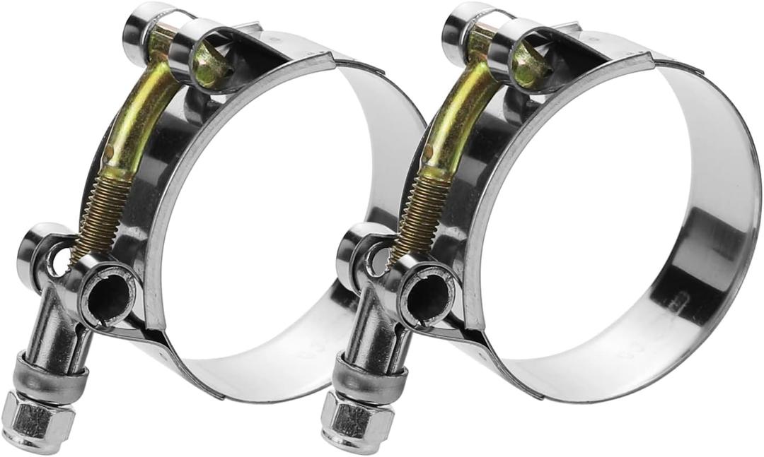 2 Pack 2.25" T-Bolt Hose Clamps, 304 Stainless Steel Turbo Intake Clamp, Working Range 2.48"-2.80"(63mm-71mm) for 2.25" I.D. Hose with 5mm Wall Thickness