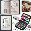 New Embroidery Stitch Book Kit for Adults & DIY Craft Lovers,Portable Embroidery Kit for Beginners Enthusiasts,Includes Guide to 106 Patterns with Tools & Tutorials and 86-Piece Sewing Tool Kit(1 Set)