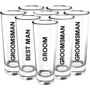 Groomsmen Shot Glasses Set of 8-2oz Heavy Base Shot Glasses for Whiskey, Tequila, Vodka - Unique Groomsmen Gifts, Bachelor Party Favors