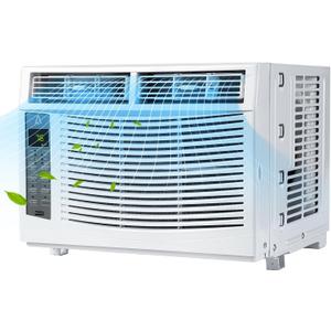 6000 BTU Window Air Conditioner – Cools Up to 350 Sq. ft., WiFi/App & Remote Control, Timer, Easy Install Kit for Bedroom & Living Room