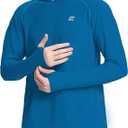 Endyart Men's UPF 50+ Sun Protection Hoodie Shirts UV SPF Long Sleeve Rash Guard Fishing Swim Shirts Quick Dry Blue Size L 