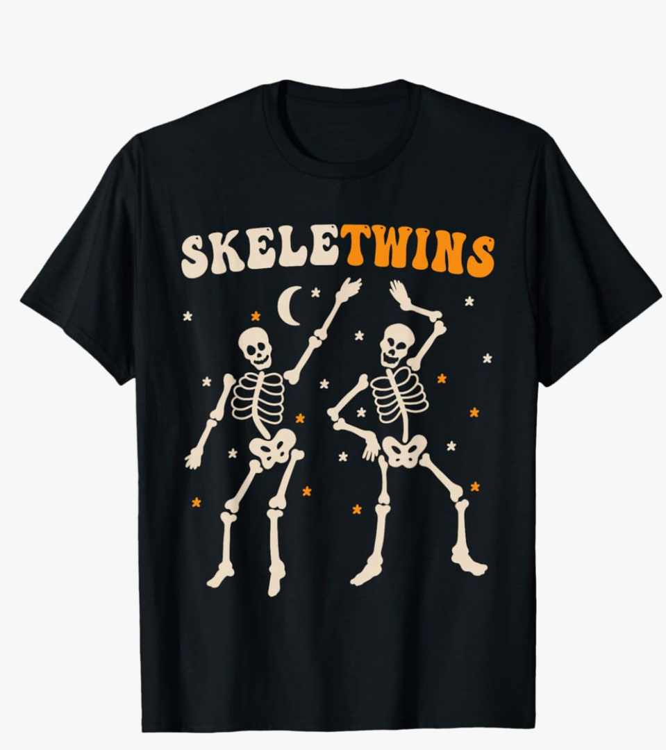 Twins Halloween Matching Skeletwins Funny Dancing Skeletons T-Shirt.  SIZE YOUTH SMALL