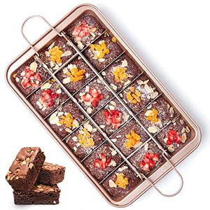 SUJUDE Brownie Pan with Dividers Nonstick Brownie Pans and Cutters, Make 18 Pre-cut Brownies at Once Perfect Individual Brownie Baking Pan All Edge - 12 X 8 X 1.6 Inches