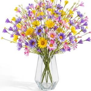 Norme 20 Bundles Floral Spring Artificial Flowers 17 Inch Spring Floral Stems with Colorful Daisies and Forsythia Fake Wildflowers for Home Decor Vases Table Centerpieces