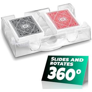 Playing Cards Holder Rotating 360  Compact Plastic Playing Card Tray for Easy Access for 2 Decks | Organizes Multiple Decks for Canasta, Poker and More | Lightweight, Durable with Smooth Rotation