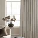 Burlywood Taupe Pinch Pleated Linen 108 Inch Curtains 60 Inch Width for Living Room Divider Light Filtering Semi Sheer Extra Wide Patio Curtains for Sliding Door Floor Ceiling Picture Window 60x108