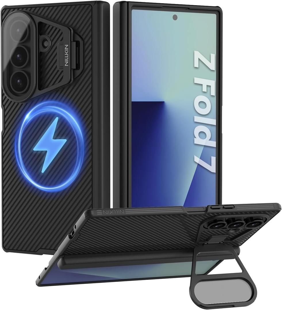 Nillkin CamShield Pro Samsung Galaxy Z Fold 7 Magnetic Case, [Compatible with Magsafe], with Hinge Protection,Front Cover,Hidden Kickstand Camera Cover Slim (Black)