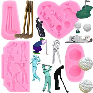 Zixiang Golf Silicone Molds Golf Balls Fondant Mold Golfs Club Mold For Cake Decorating Cupcake Topper Polymer Clay Candy Chocolate Gum Paste Set Of 4
