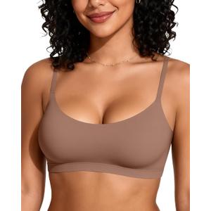 OEAK Womens Comfortable Bras No Underwire Cami Bra Seamless Unlined Bralettes Scoop Neck Unpadded Everyday Sports Tshirt Bra (Beige, XS)