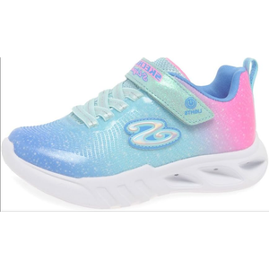 Skechers Girl's Flicker Flash-Ombre Dreamer Sneaker, Aqua/ Multi (Size: 4 Big Kid) 