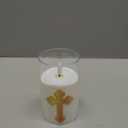 Baquler 12 Pcs Flameless LED Devotional Prayer Candle Easter Cross Flameless Candle Battery Powered 7 Day Sanctuary Candlestick Easter Religious Decoration for Church Hospital Home Altar 35 Inch