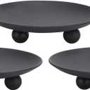 Decorative Iron Plate Candle Holder, Black, Set of 3,Candle Stand for LED & Wax Candles