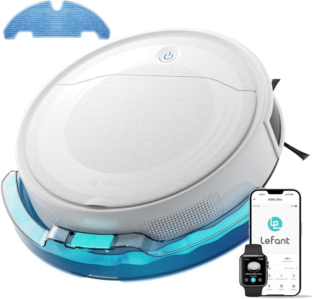 Lefant M310 Ultra Robot Vacuum and Mop, 6000Pa Suction-Slim Robotic Cleaner with ToF LiDAR Navigation, Accurate Obstacle Avoidance, WiFi/App/Alexa Control, 170min Runtime, for Pet Hair and Home
