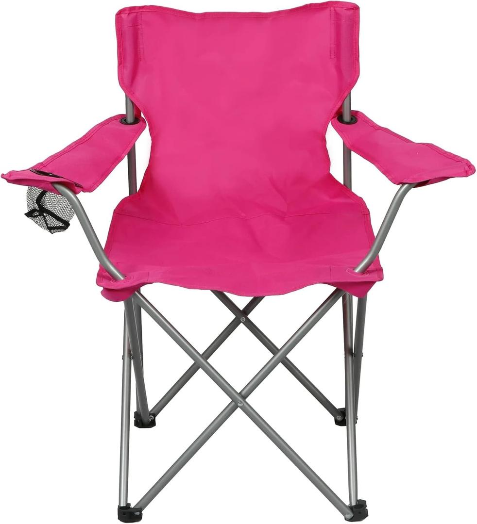 Outdoor Camping Chairs Quad Folding Portable with Cup Holder Camp Chair for Beach, Lawn, Outdoor Sports Portable Chair (Pink)