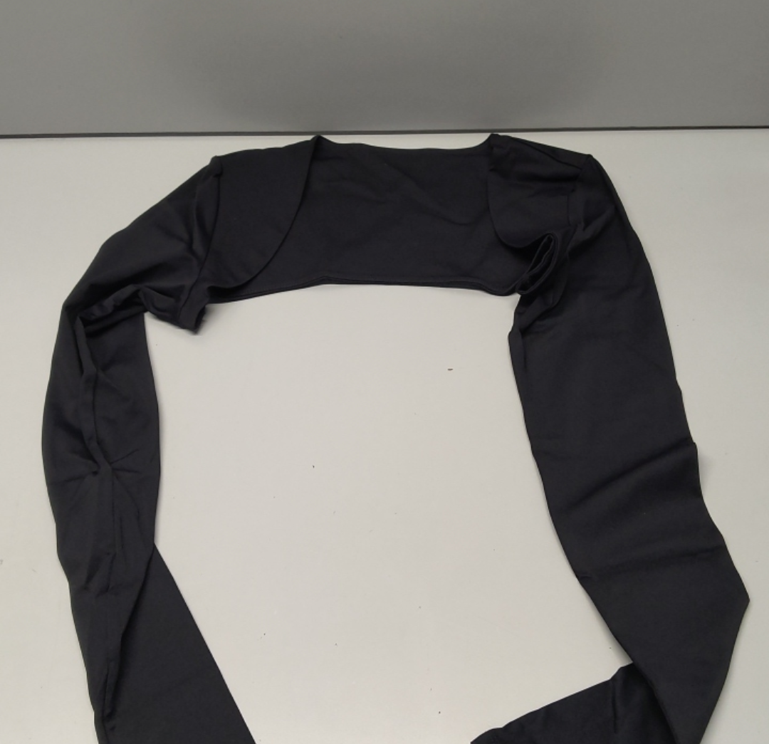 Hiball Workout Bolero Shrug Crop Top Long Sleeve Women, Sports Shrug Cropped Shirts, Cooling Shawl Arm Sleeves, Black, Size L