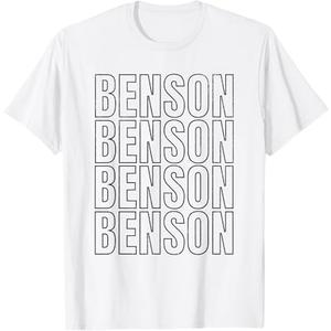 Benson First Name T With Glasses Personalized Vintage Tee T-Shirt, White, L