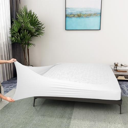 Box Spring Cover Twin/Twin XL Size - Jersey Knit & Stretchy Wrap Around 4 Sides Bed Skirt for Hotel & Home, White