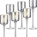 Maxcheck 6 Pcs Glass Candle Holder Tea Light Floating Candle Holders 7.87" 9" 10.2" Tall for Table Centerpiece Home Wedding Party Table Decor (Glitter)