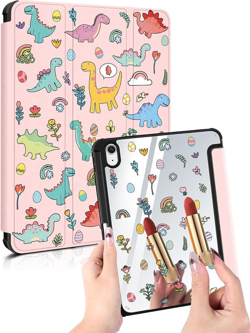 Buleens for iPad A16 Case/10th Generation Case - 10.9 Inch 2022 Trifold Tablet Case with Pen Holder for Women Girly Cute Aesthetic Auto Wake/Sleep Funda for iPad 11 Inch 2025, PK Dinosaur