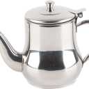 Stainless Steel Teapot with Removable Strainer, 30oz Gooseneck Pour Over Kettle for Loose Leaf Tea & Pour-Over Coffee, Modern Silver small coffee Tea Pot Infuser for 1-3 People, Home, Kitchen, Hotel