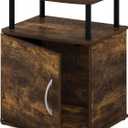 Furinno Jaya End Side Sofa Table/Nightstand with Door, Amber Pine/Black, 1-Pack