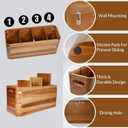 Wooden Kitchen Utensil Holder Organizer for Counter or Countertop, Large Wooden Utensil Holder for Storage Cooking and Silverware with 4 Compartment, Acacia Rustic Wood Container Extra Large