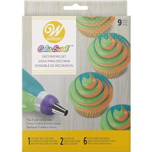 Wilton Color Swirl Icing Kit, Color Swirl Plastic Coupler With Swirl Feature, Piping Bags And Tips Set Icing Piping Kit, 9-Piece (1 Count (Pack of 1))