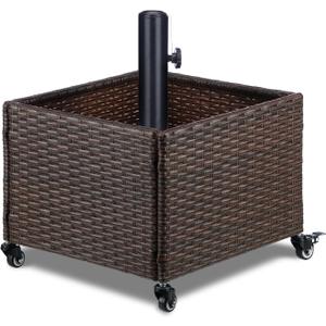 LEWIS&WAYNE Outdoor Umbrella Base with Fillable Planter Box Heavy Duty Patio Umbrella Stand with 4 Wheels Rolling Umbrella Holder for Outdoor Patio Deck Garden (Brown)
